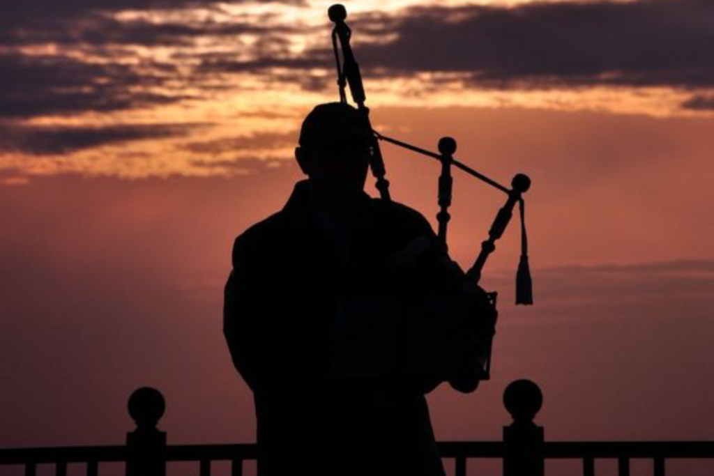 playing bagpipes